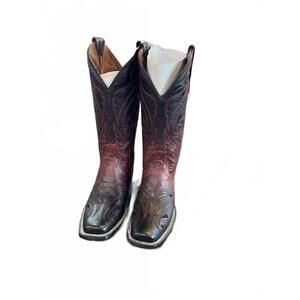 NEW CIRCLE G women's square toe boots - narrow in red/black